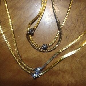 Vintage Gold Plated Crystal Rhinestone Necklace